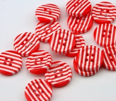 Knopf Stripes rot/weiß 15mm
